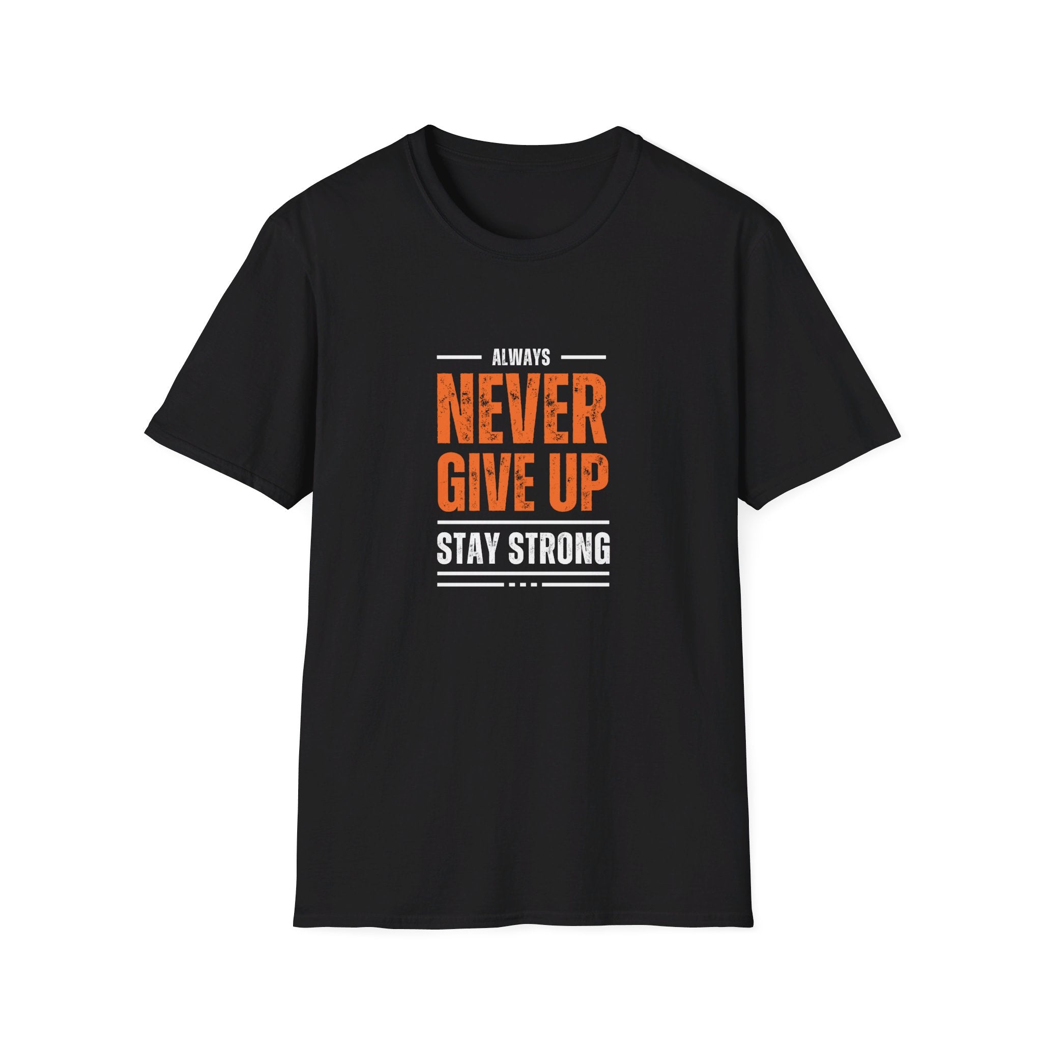 Unisex Softstyle T-Shirt with stylish typo never give up