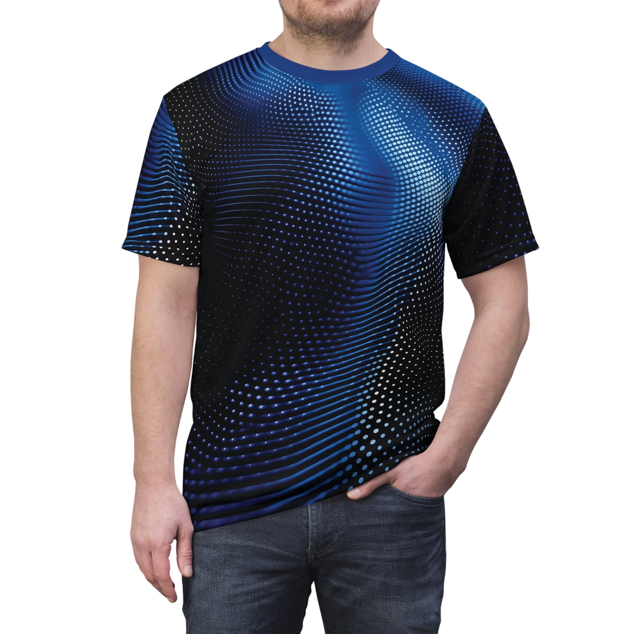 Unisex Radiant Dot & Line Tee blue & black